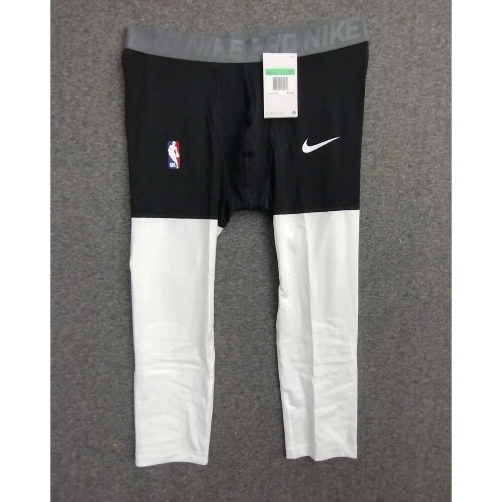 Nike Pro NBA Player Issued 3/4 Compression Tights Black/White AT9764-011 Mens XL